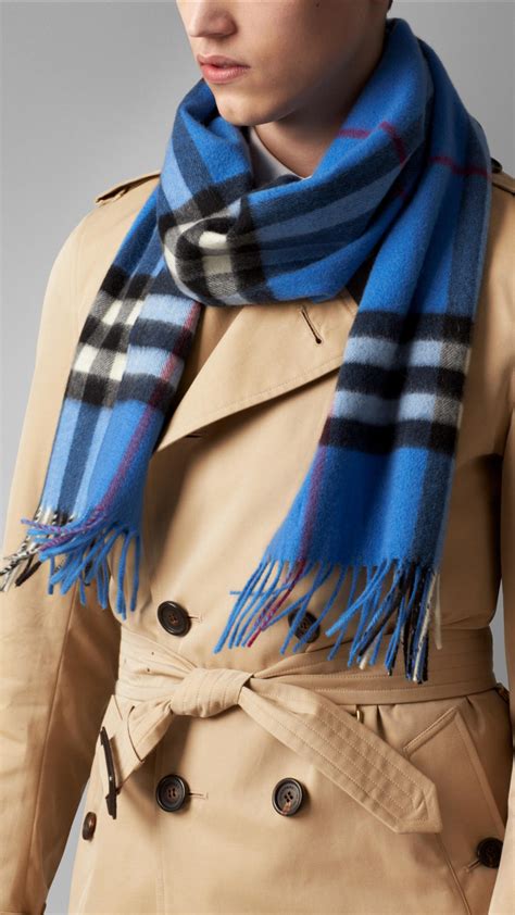 blue and grey burberry scarf men|Burberry check cashmere scarf sale.